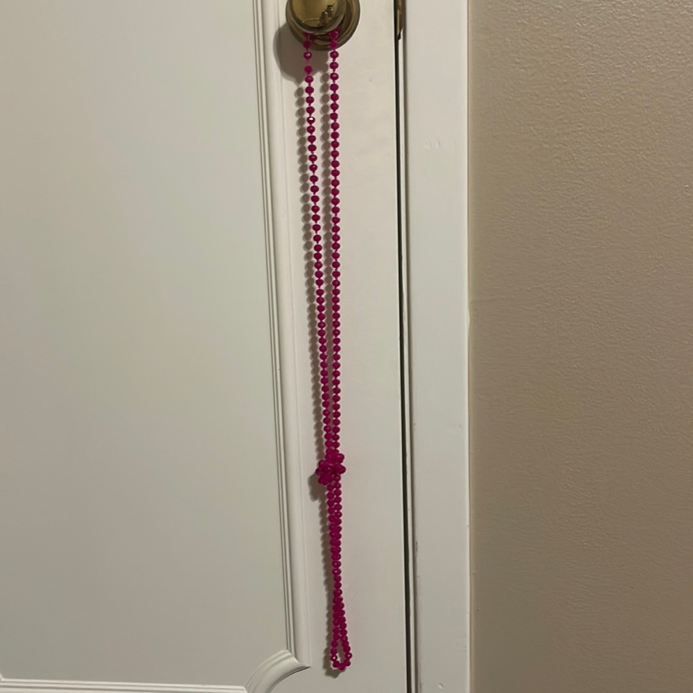 Hot pink long beaded necklace
